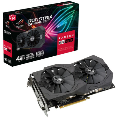 Відеокарта Radeon RX 560, Asus, GAMING, 4Gb GDDR5, 128-bit, DVI-D/HDMI, 1199/6800 MHz, 8-pin (ROG-STRIX-RX560-4G-V2-GAMING)