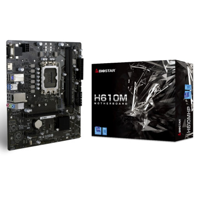 Мат.плата LGA1700, Biostar H610MHP, H610, 2xDDR4, Int.Video(CPU), 4xSATA3, 1xM.2, 1xPCI-E 16x 4.0, 1xPCI-E 1x 3.0, ALC897, I219V, 4xUSB3.2/8xUSB2.0, VGA/HDMI, MicroATX