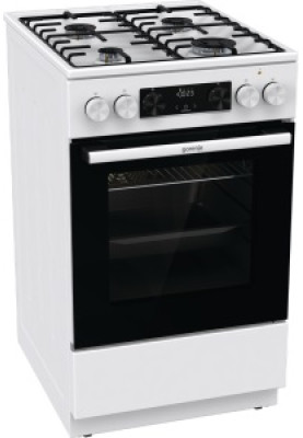 Плита комбінована Gorenje GK5C40WH, White, варильна поверхня з духовкою, поворотні перемикачі, 4 газові конфорки, електрична духовка, об'єм духовки 62 л, гриль, електронний програматор IconLed, електропідпал, 85x50x59.4 см