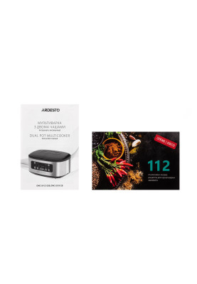 Мультиварка Ardesto DMC-SS1812B, Black, 900W, 2 чаші по 1.5л, 16 програм, LED-дисплей, сенсорне керування, чаші з незалежним налаштуванням програм для кожної чаші, програма «Свій рецепт», книга рецептів