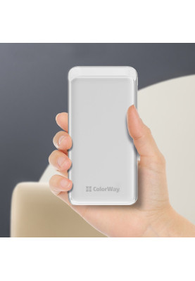 Універсальна мобільна батарея 20000 mAh, ColorWay, 20W, White, Quick Charge 3.0, 3xUSB (Type-C+microUSB), LED индикатор, кабель USB <-> Type C (CW-PB200LPG3WT-PD)