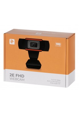 Веб-камера 2E, Black, 2 Mp, 1920x1080/20 fps, мікрофон з шумозаглушенням, автофокус, USB 2.0, 1.5 м (2E-WCFHD)