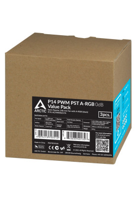 Вентилятор 140 мм, Arctic P14 PWM PST A-RGB, Black, 3 шт, 140х140х27 мм, PWM, ARGB підсвічування, 0-1900 об/хв, 4-pin, гідравлічний підшипник (ACFAN00257A)