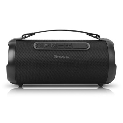 Колонка портативна 1.0 REAL-EL X-709 Black, 10 Вт, пластиковий корпус, Bluetooth, MicroSD/USB, AUX, живлення від акумулятора, 1500мА*ч, керування сверху