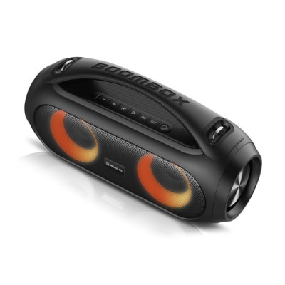 Колонка портативна 2.0 REAL-EL X-745 Black, 2 x 20 Вт, пластиковий корпус, Bluetooth, USB, IPX5, живлення від акумулятора, 3000мА * год, керування зверху