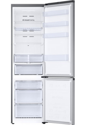 Холодильник Samsung RB38T676FSA/UA, Silver, двокамерний, загальний об'єм 400L, корисний об'єм 273L/112L, No Frost, дисплей, A+, 203x59.5x65.8 см