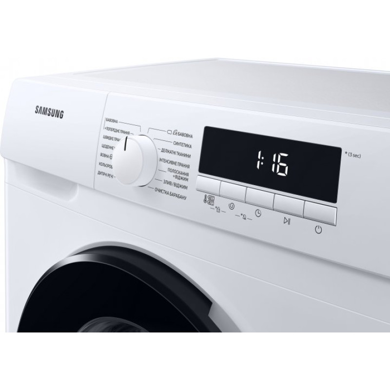 Пральна машина Samsung WW70T3020BW/UA, White, 7кг, фронтальна, вузька, 14 програм, швидкість віджиму 1200 об/хв, дисплей, клас енергоспоживання A+++, 85x59.5x44 см