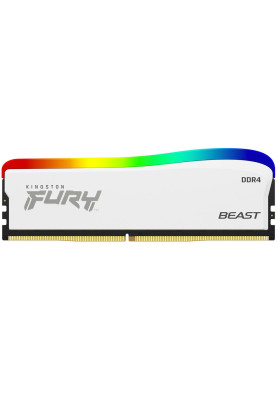 Пам'ять 16Gb x 2 (32Gb Kit) DDR4, 3600 MHz, Kingston Fury Beast RGB, White, 18-22-22, 1.35V, з радіатором (KF436C18BWAK2/32)