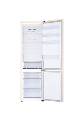 Холодильник Samsung RB38T600FEL/UA, Beige, двокамерний, загальний об'єм 400L, корисний об'єм 273L/112L, No Frost, внутрішній дисплей, A+, 203x59.5x65.8 см
