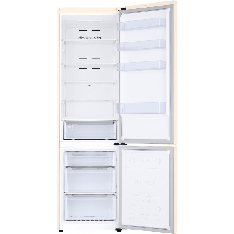 Холодильник Samsung RB38T600FEL/UA, Beige, двокамерний, загальний об'єм 400L, корисний об'єм 273L/112L, No Frost, внутрішній дисплей, A+, 203x59.5x65.8 см