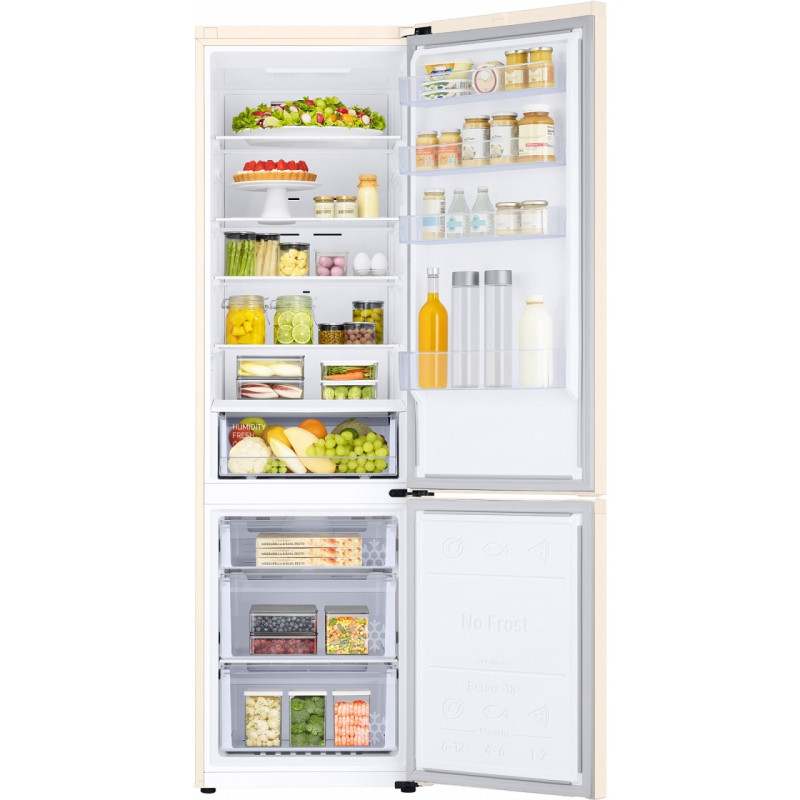 Холодильник Samsung RB38T600FEL/UA, Beige, двокамерний, загальний об'єм 400L, корисний об'єм 273L/112L, No Frost, внутрішній дисплей, A+, 203x59.5x65.8 см