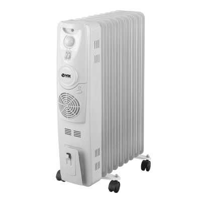 Обігрівач масляний VOX Electronics OH6109, White, 2000 Вт + турбовентилятор 400 Вт, підлоговий, 9 секцій, 3 режими потужності, термостат, захист від перегріву, низький рівень шуму, 40.6х24.5х63 см
