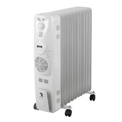 Обігрівач масляний VOX Electronics OH6111, White, 2500 Вт + турбовентилятор 400 Вт, підлоговий, 11 секцій, 3 режими потужності, термостат, захист від перегріву, низький рівень шуму, 47.8х24.5х63 см