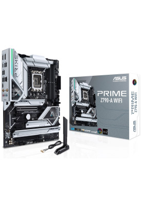 Материнська плата LGA1700, Asus PRIME Z790-A WIFI, Z790, 4xDDR5, Int.Video(CPU), 4xSATA3, 4xM.2, 1xPCI-E 16x 5.0, 1xPCI-E 16x 4.0, 1xPCI-E 4x 4.0, 2xPCI-E 1x 3.0, Realtek S1220A, Intel 2.5Gb, WiFi 6, Bluetooth 5.3, 10xUSB3.2/2xUSB2.0, HDMI/DP, ATX