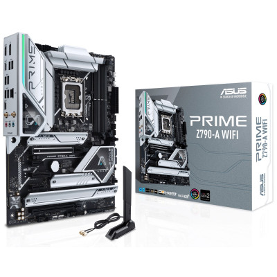 Материнська плата LGA1700, Asus PRIME Z790-A WIFI, Z790, 4xDDR5, Int.Video(CPU), 4xSATA3, 4xM.2, 1xPCI-E 16x 5.0, 1xPCI-E 16x 4.0, 1xPCI-E 4x 4.0, 2xPCI-E 1x 3.0, Realtek S1220A, Intel 2.5Gb, WiFi 6, Bluetooth 5.3, 10xUSB3.2/2xUSB2.0, HDMI/DP, ATX
