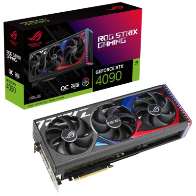 Відеокарта GeForce RTX 4090, Asus, ROG GAMING OC, 24Gb GDDR6X, 384-bit, 2xHDMI/3xDP, 2640/21000 MHz, 16-pin (ROG-STRIX-RTX4090-O24G-GAMING)
