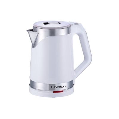 Електрочайник Liberton LEK-2201 White, 1500W, 2.2 л, дисковий, індикатор рівня води, захист від перегріву, захист від включення без води, нержавіюча сталь/пластик