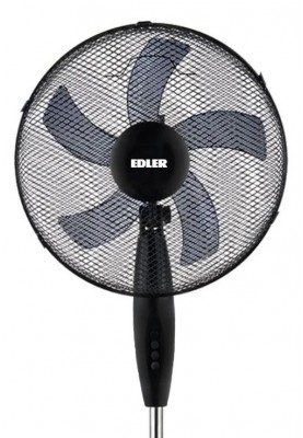 Вентилятор підлоговий Edler EDFN-6026, Black, 40W, 40см, 5 лопастей, 3 швидкості, пульт ДУ, таймер, основа кругла, захист від перегріву
