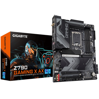 Материнська плата LGA1700, Gigabyte Z790 GAMING X AX, Z790, 4xDDR5, Int.Video(CPU), 6xSATA3, 4xM.2, 1xPCI-E 16x 5.0, 2xPCI-E 16x 4.0, Realtek 7.1, Realtek 2.5GbE, WiFi 6, Bluetooth 5.3, 10xUSB3.2/8xUSB2.0, HDMI/DP, CrossFire, ATX