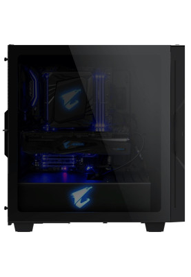 Корпус Gigabyte AORUS C300 GLASS Black, Mid Tower, без БЖ, для ATX / Micro ATX / Mini ITX, 1xHDMI, 2xUSB 3.0, 1xType-C, 2x120 мм Fan, бічна панель із загартованого скла (GB-AC300G)