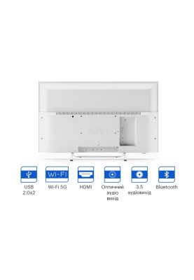 Телевізор 32" Kivi 32F750NW, White, 1920x1080 (LED, FSA, 60 Гц), SmartTV (Android), 8Gb, DVB-T2/C, 2x8 Вт, 3xHDMI, 2xUSB, VESA 200x100 мм