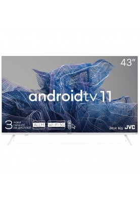 Телевізор 43" Kivi 43U750NW, White, 3840x2160 (LED, SMVA, 60 Гц), SmartTV (Android), 8Gb, DVB-T2/C, 2x12 Вт, 4xHDMI, 2xUSB, VESA 200x200 мм