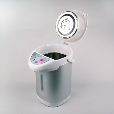 Термопот Maestro MR-084 White/Silver, 750W, 4,5л, функція повторного кип`ятіння, режим підтримки температури, способи подачі води: електрична помпа; повітряна помпа; датчик дотику на носику; захист від перегріву, корпус обертається на 360°