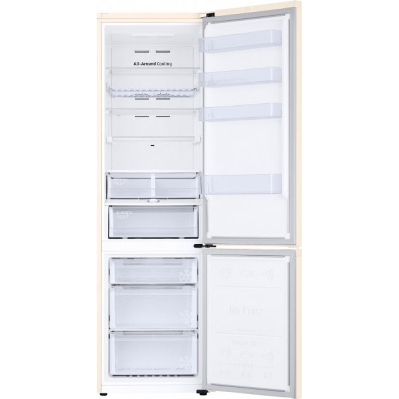 Холодильник Samsung RB38T676FEL/UA, Beige, двокамерний, загальний об'єм 400L, корисний об'єм 273L/112L, No Frost, клас енергоспоживання А+, зовнішній дисплей, 203x59.5x65.8 см