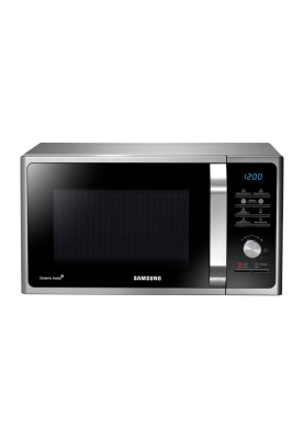 Мікрохвильова піч Samsung MS23F302TAS/UA, Silver, 800W, 23 л, 6 рівнів потужності, керування електронне з поворотним перемикачем, діаметр поворотного столу 28.8 см