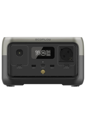 Зарядна станція EcoFlow RIVER 2, 300W, Вихід 220-240В 300 Вт (х1), Вихід USB-A 5В 2.4A, 12 Вт (х2), Вихід USB-C 5/9/12/15/20 В, 5 A , 100 Вт (х1), Wi-Fi, Bluetooth, 3.5 кг