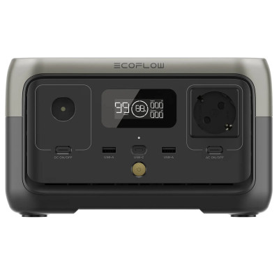 Зарядна станція EcoFlow RIVER 2, 300W, Вихід 220-240В 300 Вт (х1), Вихід USB-A 5В 2.4A, 12 Вт (х2), Вихід USB-C 5/9/12/15/20 В, 5 A , 100 Вт (х1), Wi-Fi, Bluetooth, 3.5 кг