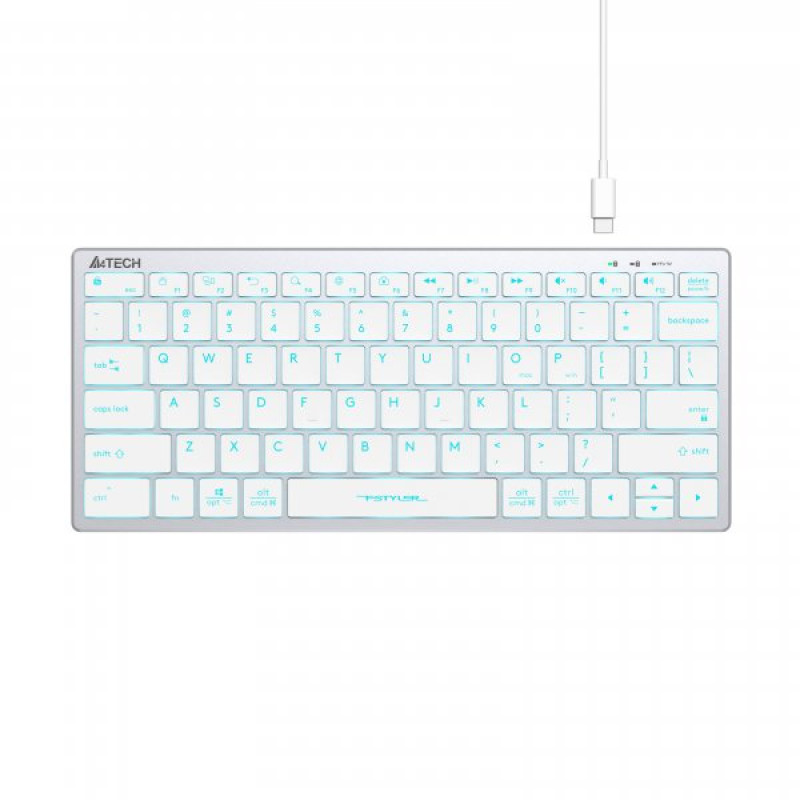 Клавіатура A4tech FX61 White, Fstyler keyboard, USB, блакитне підсвічування