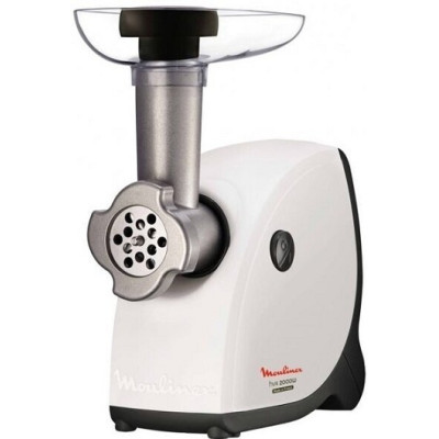 М'ясорубка Moulinex ME445A38, White/Black, 2000W, продуктивність 2.3 кг/хв, 3 диски, насадки для домашніх ковбас/ягід, томатів/соку та соусів