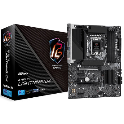 Материнська плата LGA1700, ASRock Z790 PG Lightning/D4, Z790, 4xDDR4, Int.Video(CPU), 4xSATA3, 4xM.2, 1xPCI-E 16x 5.0, 1xPCI-E 16x 4.0, 3xPCI-E 1x 3.0, 1xM.2 (Key E), ALC897, RTL8125BG, 12xUSB3.2/3xUSB2.0, HDMI/Type-C, CrossFire, ATX