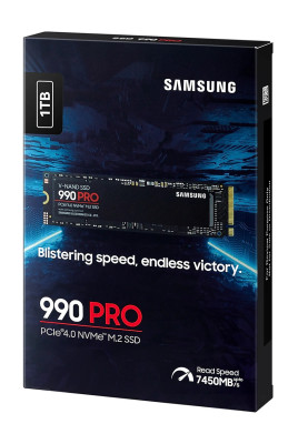 Твердотільний накопичувач M.2 1Tb, Samsung 990 Pro, PCI-E 4.0 x4, MLC 3-bit V-NAND, 7450/6900 MB/s (MZ-V9P1T0BW)