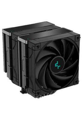 Кулер для процесора Deepcool AK620 ZERO DARK, Black, алюміній/мідь, 2x120 мм, Intel 1700/1200/115x/2066/2011, AMD AM5/AM4, 260 Вт, висота 160 мм (R-AK620-BKNNMT-G-1)