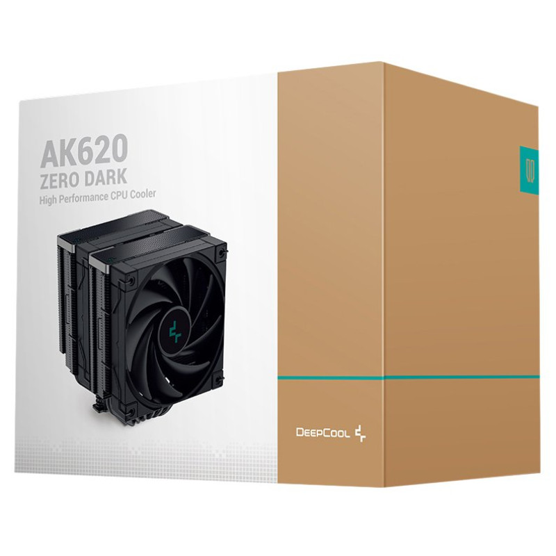 Кулер для процесора Deepcool AK620 ZERO DARK, Black, алюміній/мідь, 2x120 мм, Intel 1700/1200/115x/2066/2011, AMD AM5/AM4, 260 Вт, висота 160 мм (R-AK620-BKNNMT-G-1)