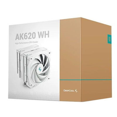Кулер для процесора Deepcool AK620 White, 2x120 мм, Intel LGA2066/2011-v3/2011/1700/1200/1151/1150/1155/AMD AM4/AM5, 260W