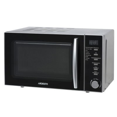 Мікрохвильова піч Ardesto GO-E725S, Grey, 700W, 20 л, звичайна (соло), 5 рівнів потужності, керування електронне, 8 програм приготування, діаметр піддону 25.5 см, відкриття дверцят ручкою