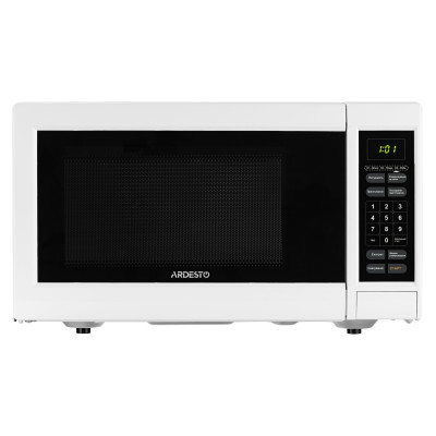 Мікрохвильова піч Ardesto GO-E923W, White, 900W, 23 л, звичайна (соло), 9 рівнів потужності, керування електронне, 1 програма приготування, таймер, дисплей, діаметр піддону 27 см, відкриття дверцят клавішою