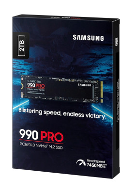 Твердотільний накопичувач SSD 2Tb, Samsung 990 Pro, PCI-E 4.0 x4, M.2 2280, MLC 3-bit V-NAND, 7450/6900 МБ/с (MZ-V9P2T0B)