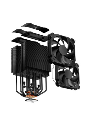 Кулер для процесора Jonsbo HX7280, Black, алюміній/мідь, 1x140 мм + 1x120 мм, PWM, для Intel 115x/1200/1700/2011, AMD AMx/FMx, до 280 Вт