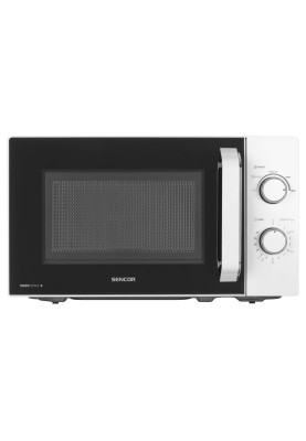 Мікрохвильова піч Sencor SMW1918WH, White, 700W, 20 л, звичайна (соло), 5 рівнів потужності, керування поворотним перемикачем, діаметр піддону 25.5 см, таймер