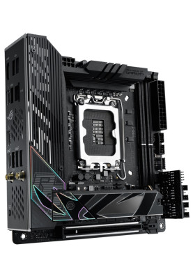 Материнська плата LGA1700, Asus ROG STRIX Z790-I GAMING WIFI, Z790, 2xDDR5, Int.Video(CPU), 2xSATA3, 2xM.2, 1xPCI-E 16x 5.0, ALC4050 + SABRE9260Q, Intel 2.5Gb, WiFi 6, Bluetooth 5.3, 8xUSB3.2/4xUSB2.0, HDMI/2xType-C, Mini-ITX