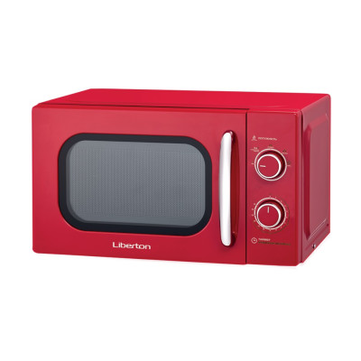 Мікрохвильова піч Liberton LMW-2087M, Red, 700W, 20 л, 5 рівнів потужності, керування поворотним перемикачем, діаметр поворотного столу 25.5 см