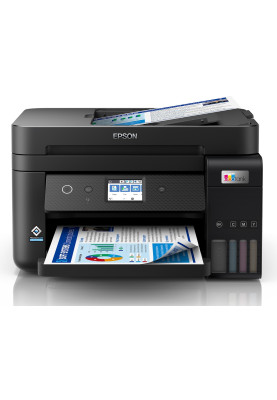 БФП струменевий кольоровий A4 Epson L6290, Black, WiFi, 4800х1200 dpi, дуплекс, факс, до 33/20 стр/хв, РК-екран 6.1 см, USB / Lan, вбудоване СБПЧ, чорнило Epson 101 (C11CJ60406)