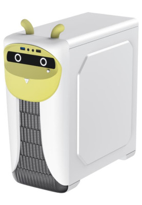 Корпус GameMax Cute Owl White/Yellow, без БЖ, Mini Tower, для Micro ATX / Mini ITX, 1xUSB 3.0, 1xUSB 2.0, HDMI, 1x120 ARGB Fan, 1x80, 390x170x385 мм
