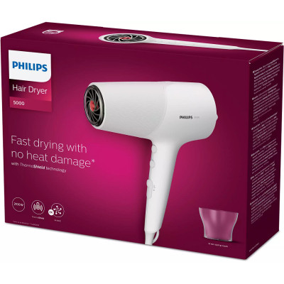 Фен Philips BHD500/00, White, 2100W, 2 швидкості, 3 температурні режими, подача холодного повітря, насадка-концентратор 14 мм, іонізація