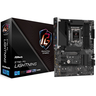 Материнська плата LGA1700, ASRock Z790 PG Lightning, Z790, 4xDDR5, Int.Video(CPU), 4xSATA3, 4xM.2, 1xPCI-E 16x 5.0, 1xPCI-E 16x 4.0, 3xPCI-E 1x 3.0, 1xM.2 (Key E), ALC897, RTL8125BG, 12xUSB3.2/3xUSB2.0, HDMI/Type-C, CrossFire, ATX