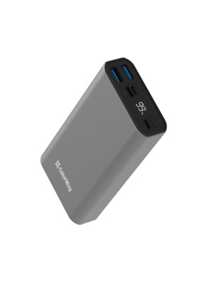 Універсальна мобільна батарея 20000 mAh, ColorWay, Grey, 22.5 Вт, 1xType-C (PD3.0) / 2xUSB (QC4.0), цифровий LED дисплей (CW-PB200LPH3GR-PDD)